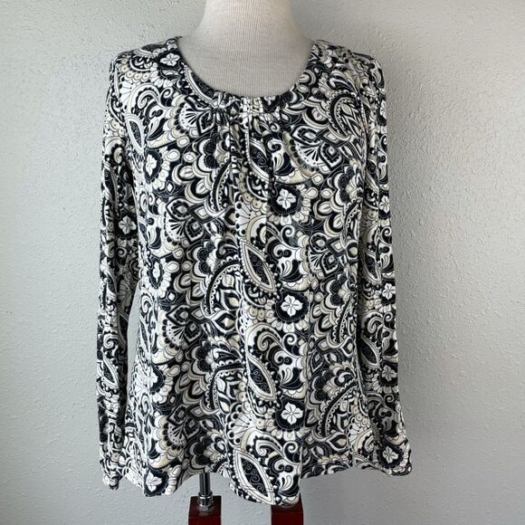 Liz Claiborne Paisley Long Sleev Top Size M EUC - Picture 1 of 7